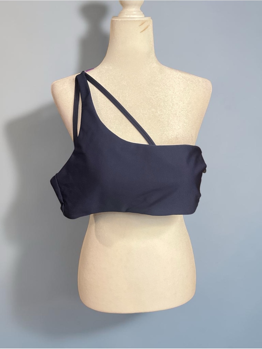 Carve Designs Navy One-Shoulder Bikini Top, size M
